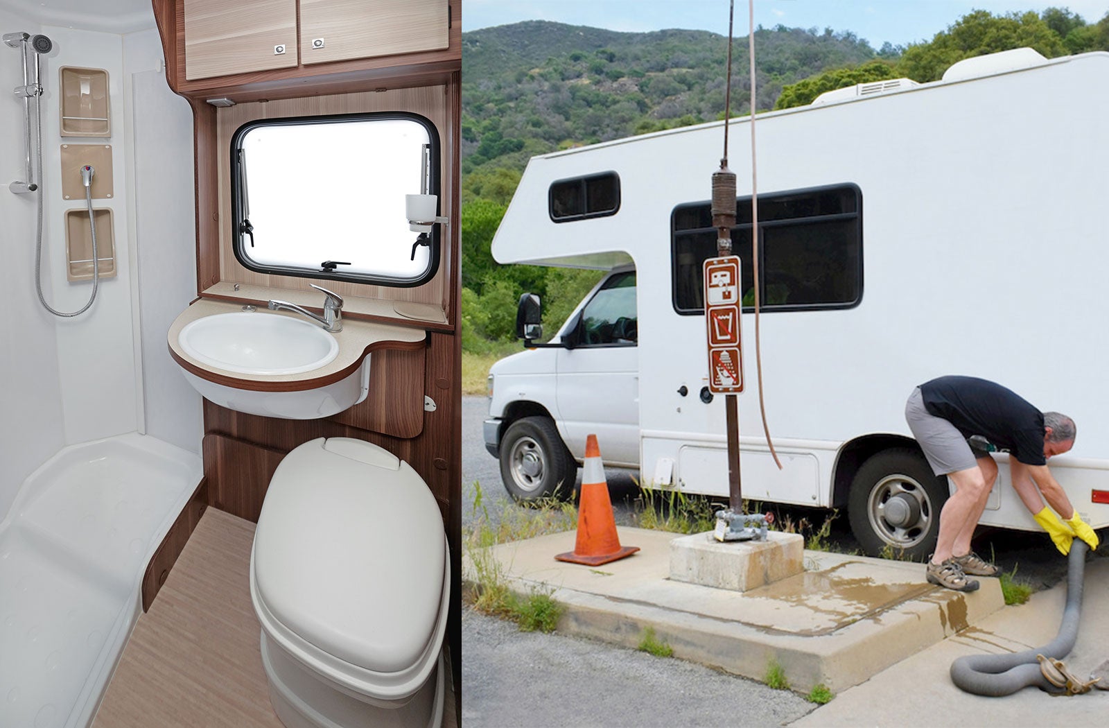 Portable RV/camper toilet and holding tank setup in Marion, Arkansas
