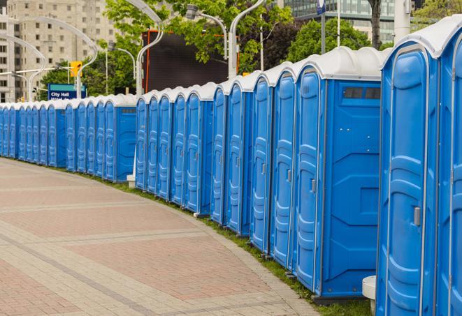 Seasonal porta potty units set up at a Marion, Arkansas venue